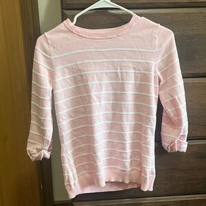 croft & barrow Pink and White Striped Crewneck Sweater shirt